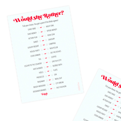 Last Night of Freedom's Would She Rather card game isolated on a white background