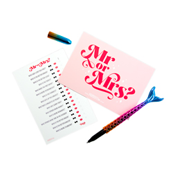 Last Night of Freedom's Mr or Mrs card game isolated on a white background