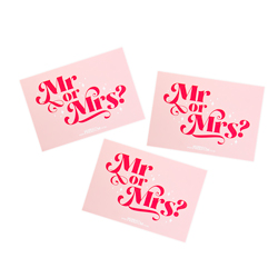 Last Night of Freedom's Mr or Mrs card game isolated on a white background