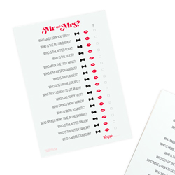 Last Night of Freedom's Mr or Mrs card game isolated on a white background