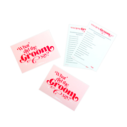 Last Night of Freedom's What Did The Groom Say card game isolated on a white background
