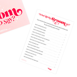 Last Night of Freedom's What Did The Groom Say card game isolated on a white background