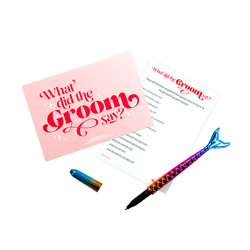 Last Night of Freedom's What Did The Groom Say card game isolated on a white background