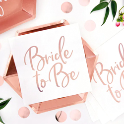 Bride to Be Foil Napkin flatlay on a table
