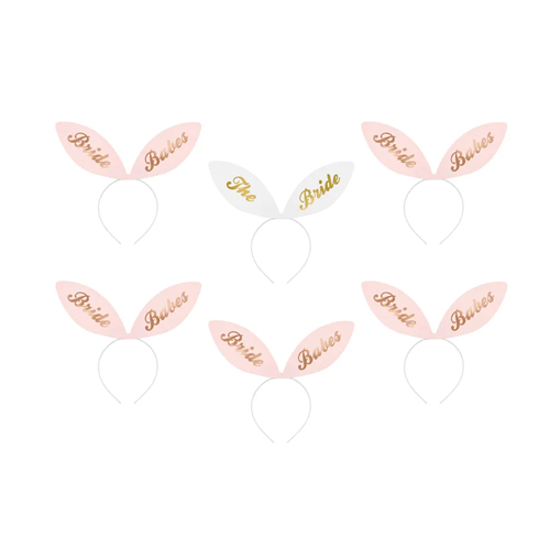 Bride Squad Bunny Ears Headband Set on a white background