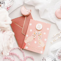 Team Bride Enamel Pin with Card in a styled flatlay image