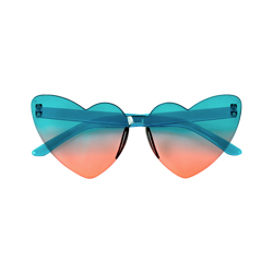 A variety of ombre heart sunglasses on a white background