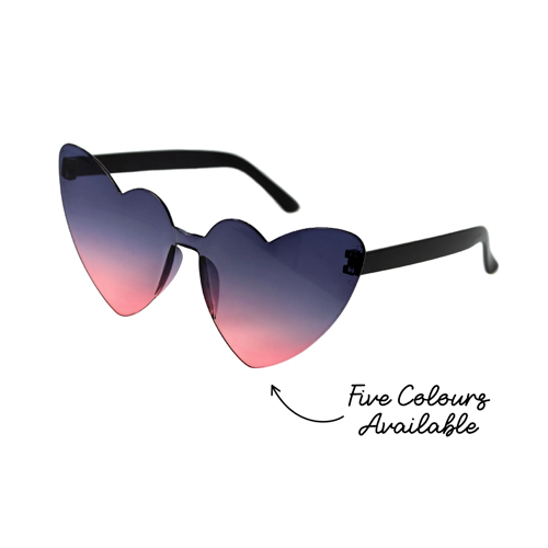 Ombre Black heart sunglasses on a white background