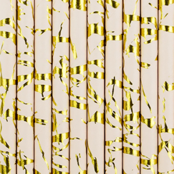Close up of Pink and Rose Gold Foil Paper Straws