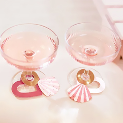 Two cocktails with Pink Swimsuit Drink Markers 