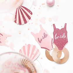 Pink Swimsuit Drink Markers at a hen party on a table