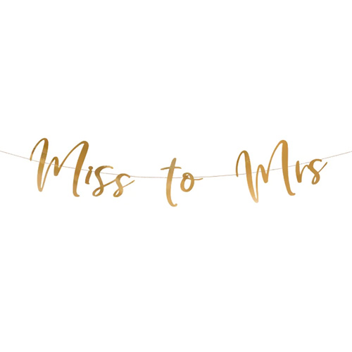 Miss to Mrs Rose Gold Banner on a white background