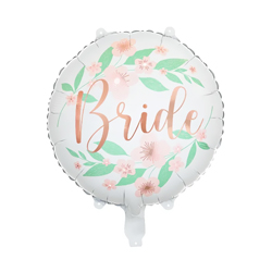 White Floral Bride Foil Balloon on a white background