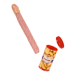 Jumping willy in a can on a white background