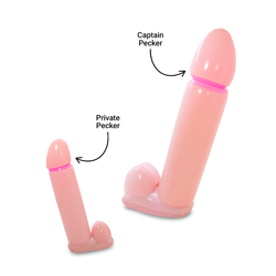 Front view of Captain Pecker and Private Pecker on a white background