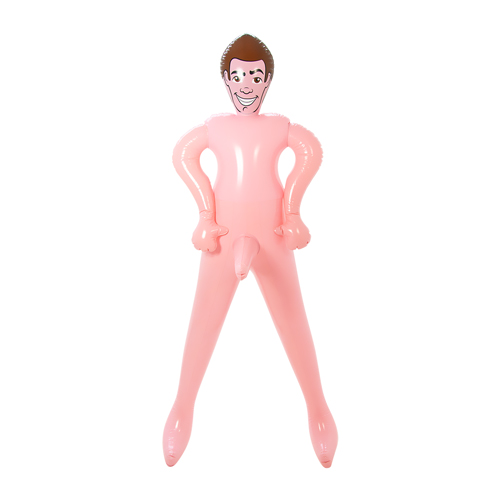 Front view of 5 Foot Pink Inflatable Male Doll Woody Pecker on a white background