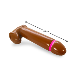 Side view of 3 Foot Black Inflatable Willy Little Johnson on a white background