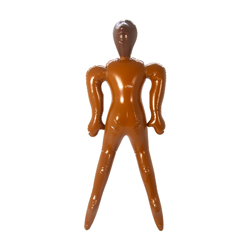 Back view of 2 Foot Black Inflatable Male Doll Junior Johnson on a white background