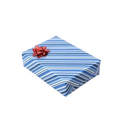 A gif of a present wrapped in Raunchy Boobs wrapping paper bursting open