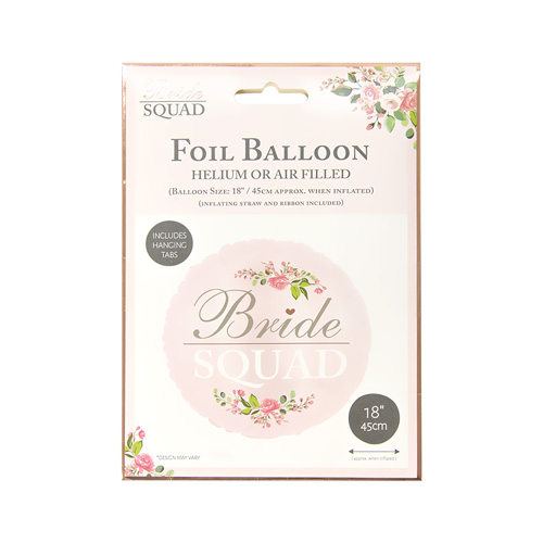 Bride Squad Foil Balloon in packaging on a white background
