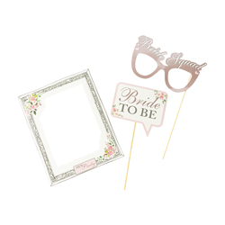 Floral Hen Party Photo Props laid out on a white background