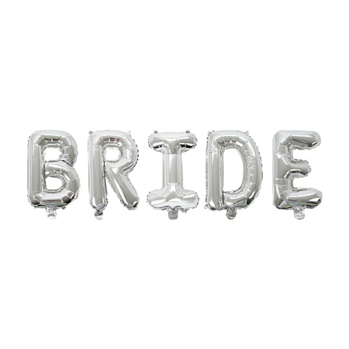 Front view of silver Bride balloons on a white background
