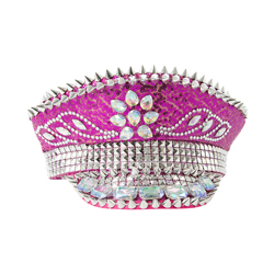 Front view of Pink Sequin Captain Hat on a white background