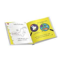 An open spread of the Spot the Cock book