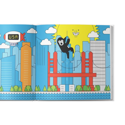 An open spread of the Spot the Cock book