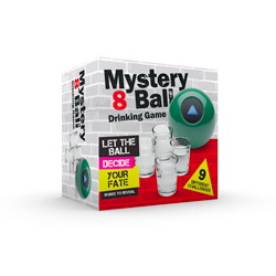 Mystery 8 Ball Drinking Game in packaging on a white background