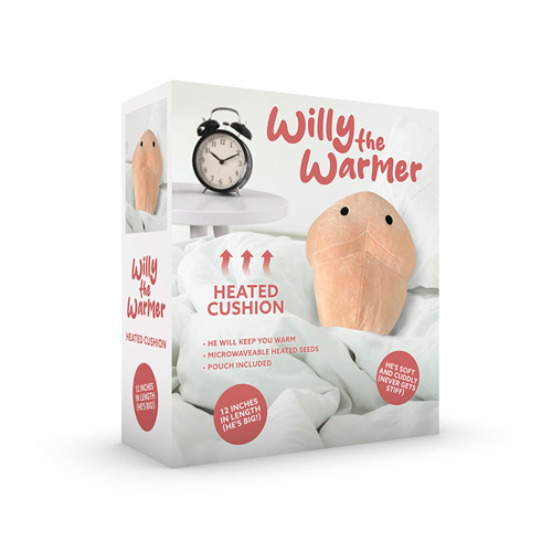 Willy the Warmer heated cushion packaging on a white background