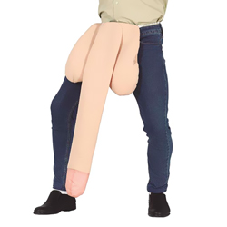 Close up of man wearing Giant Willy Belt on a white background