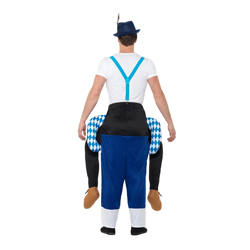 Man wearing Piggyback Bavarian Costume on a white background