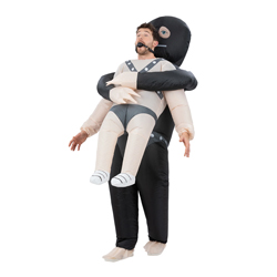 Inflatable gimp costume on a white background