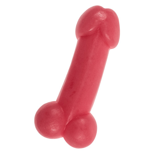 A giant pink gummy willy standing upright 