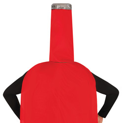 The back of a beer themed fancy dress stag costume with a bottle top for a hat 