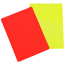 One red and one yellow referee cards 
