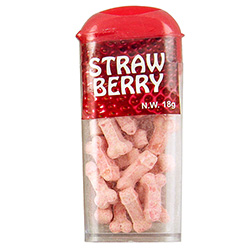 Strawberry flavoured willy shaped sweets