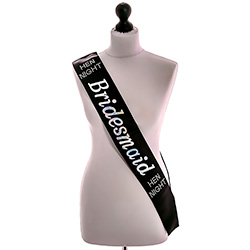 Black Satin Bridesmaid Sash With Diamantes