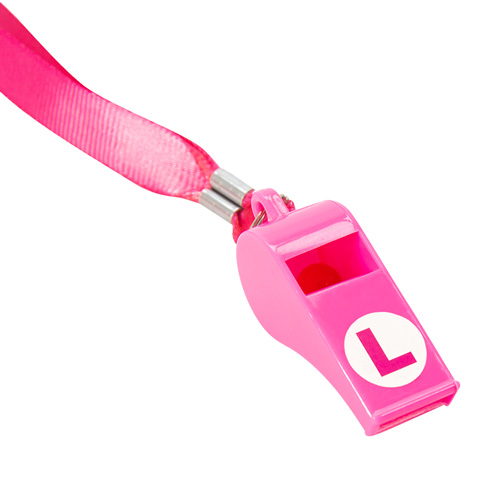 Product Shot Of Pink L Plate Whistle