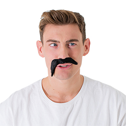 A cross eyed model wearing the tash