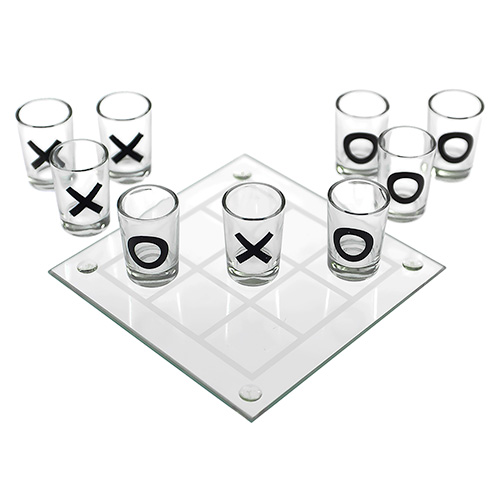 NOUGHTS AND CROSSES PARTY DRINKING GAME Tic Tac Toe 9 Shot Glasses Set T29660 UK 