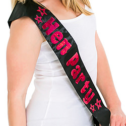 Bright pink glitter text.