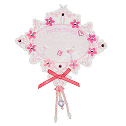 Pink Cardboard Bride to be badge On White Packaging