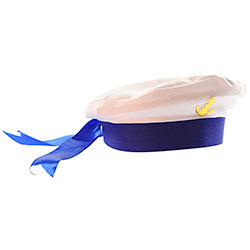 Fantastic Sailor Hat In White With Blue Ribbon