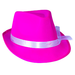 Pink Neon Gangster Hat On White Background
