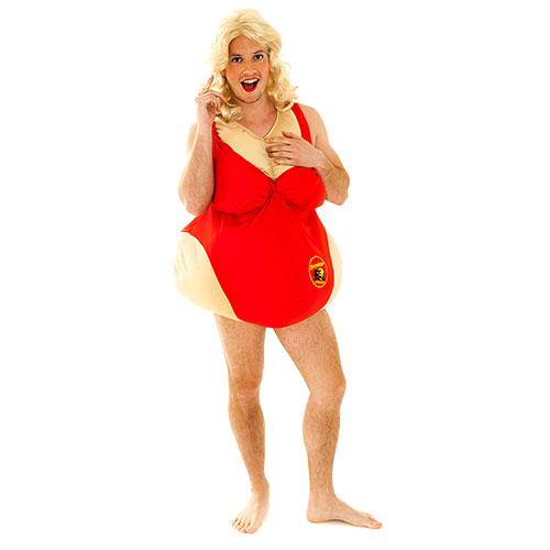 LNOF staff member in Fat Pam Baywatch drag outfit