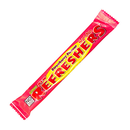 Refreshers Stawberry Chewbar in a pink wrapper