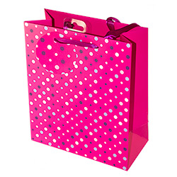 The pink spotted bag on a white background
