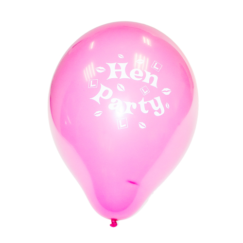 Pink hen party balloon with white writing